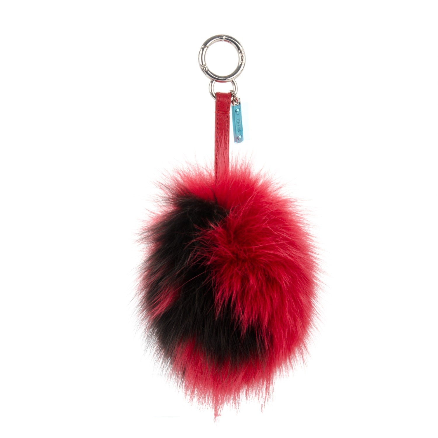 Fendi Fox Fur Shiny Nappa Bi-Color A ABCharm Bag Charm Rosso Chiaro Moro Strawberry 1 of 5