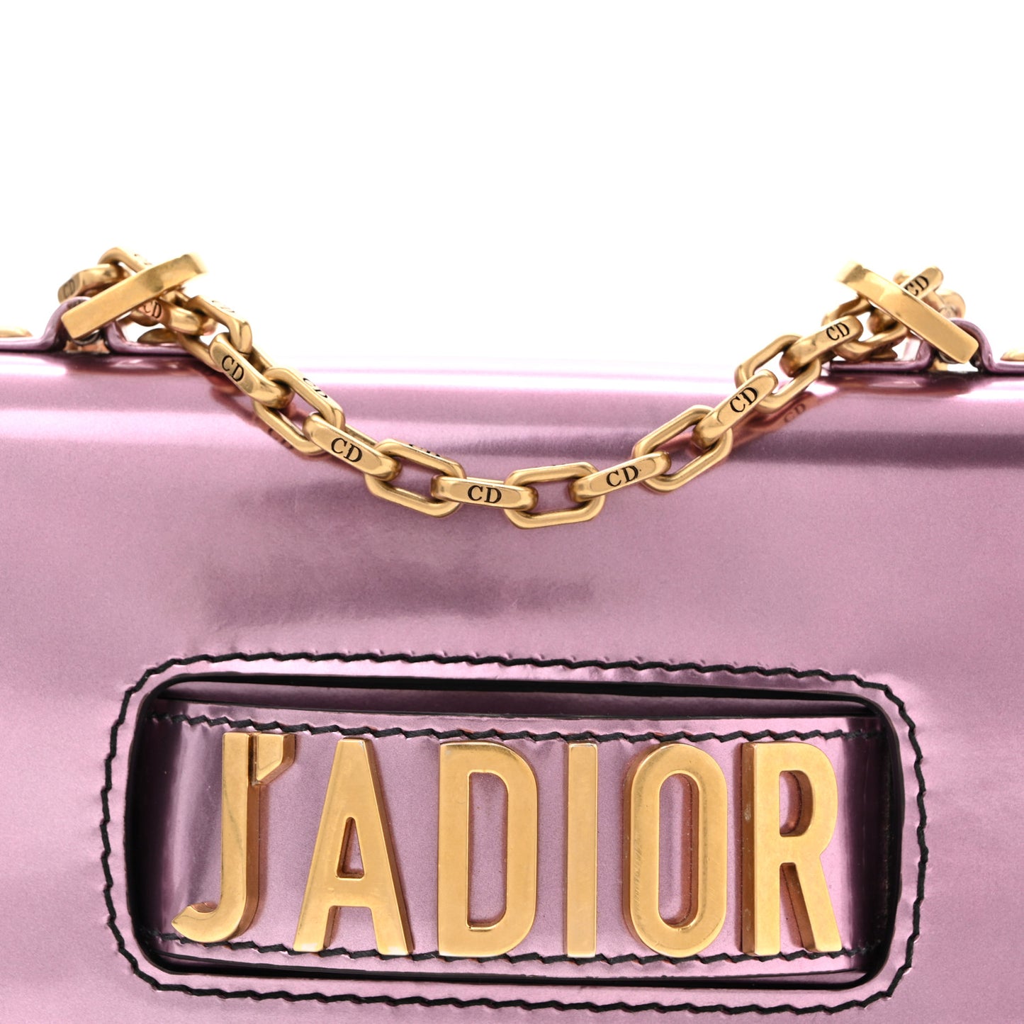 Metallic Calfskin J'Adior Mini Chain Flap Bag Pink