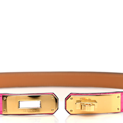 Hermes Matte Alligator Kelly Belt Rose Shocking 3 of 5