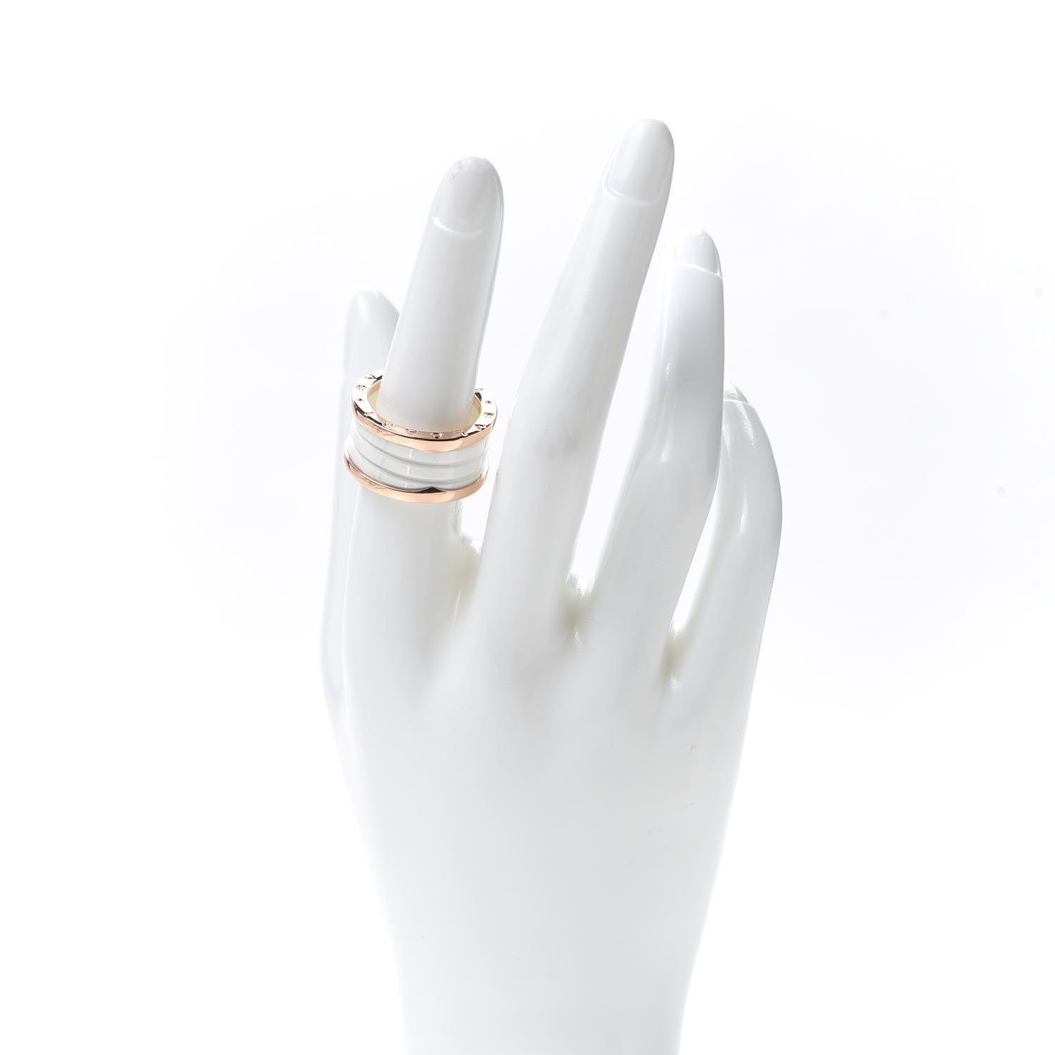 Bulgari 18K Rose Gold White Ceramic B.Zero1 Four-Band Ring 57 8 2 of 6