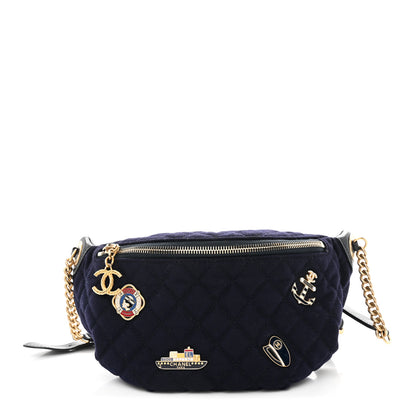 Chanel Wool Lambskin Quilted Paris Hamburg Charms Waist Bag Dark Navy 1 of 10