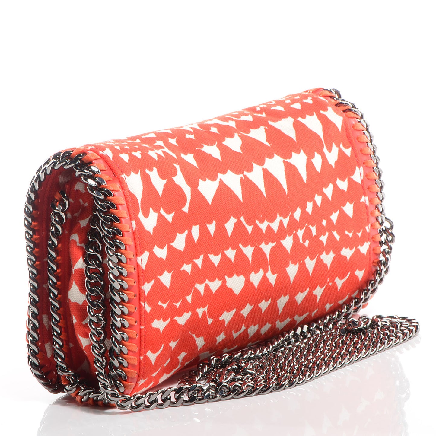 Faux Leather Falabella Hearts Convertible Clutch Flame