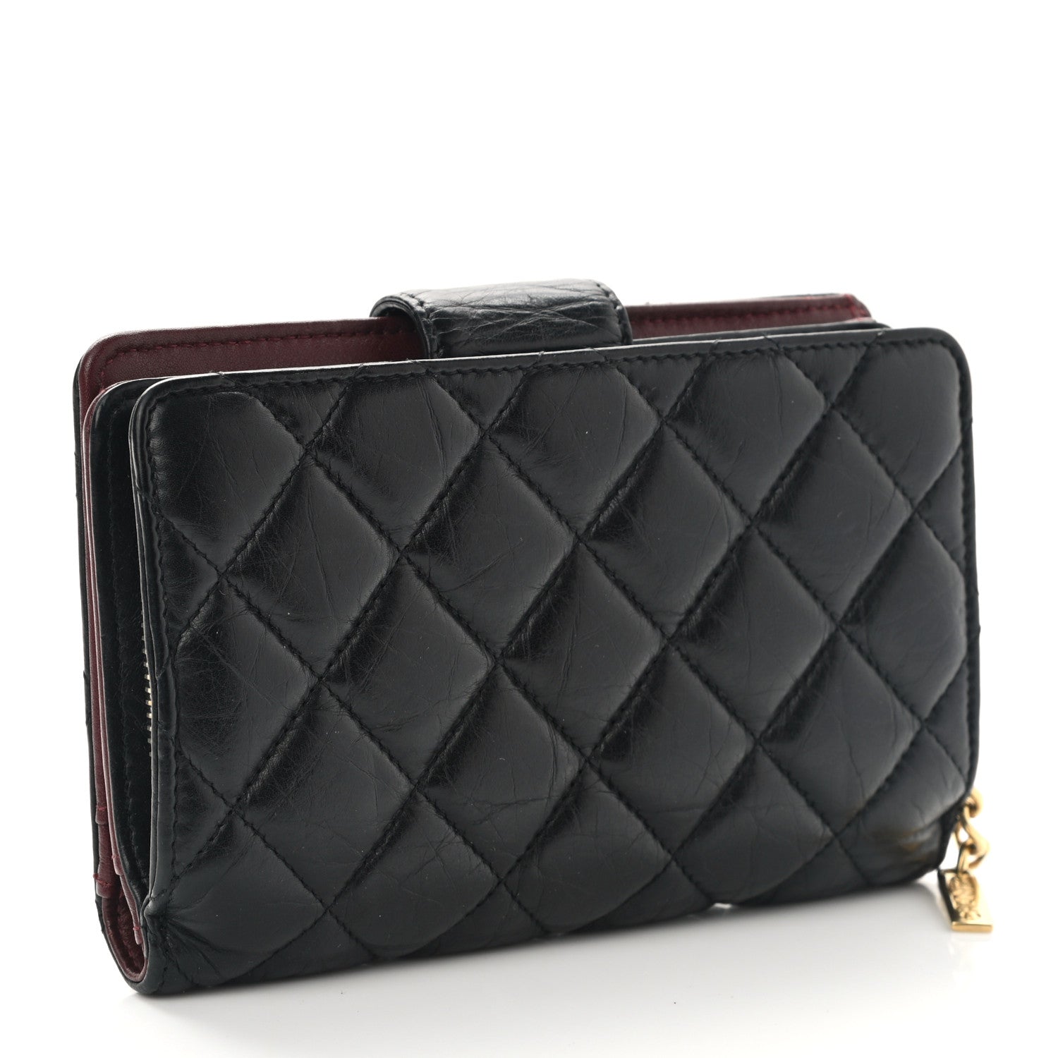 Chanel Aged Calfskin Quilted Reissue Zipped Pocket Wallet Black 3 of 8