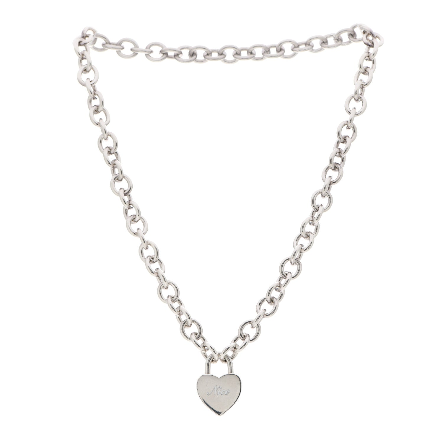 Tiffany Sterling Silver Heart Naughty & Nice Heart Lock Pendant Necklace 5 of 7