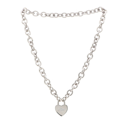 Tiffany Sterling Silver Heart Naughty & Nice Heart Lock Pendant Necklace 5 of 7