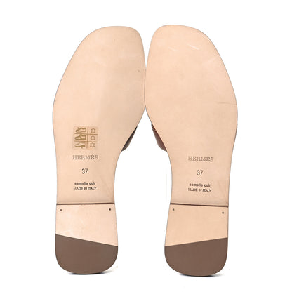 Hermes Box Calfskin Oran Sandals 37 Gold 7 of 9