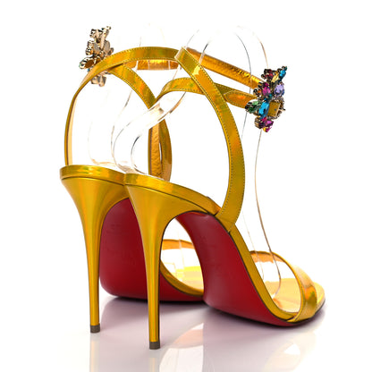 Christian Louboutin Metallic Patent Crystal Goldie Joli 100 Sandals 38 Gold 4 of 7