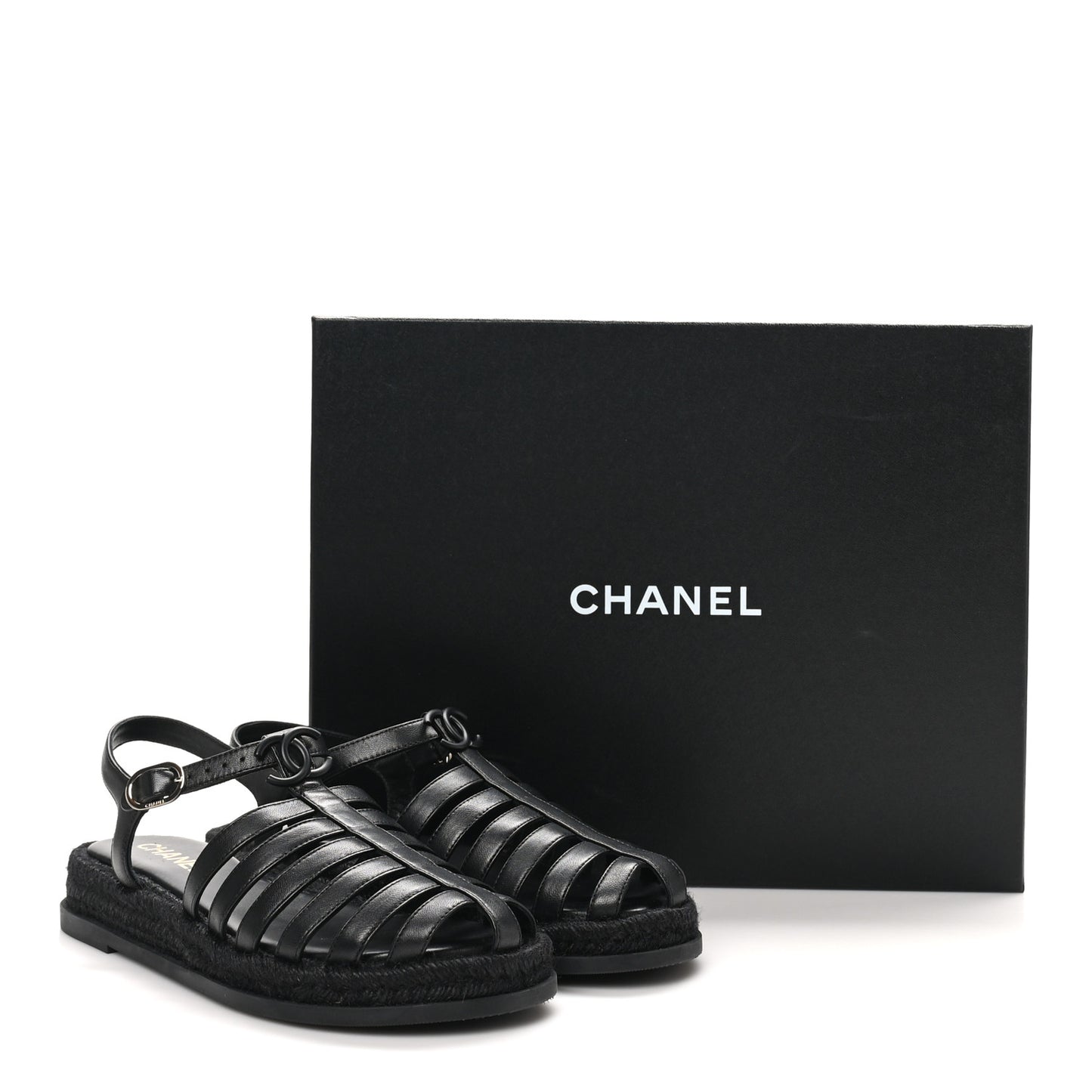 Lambskin Espadrille Sandals 40 Black
