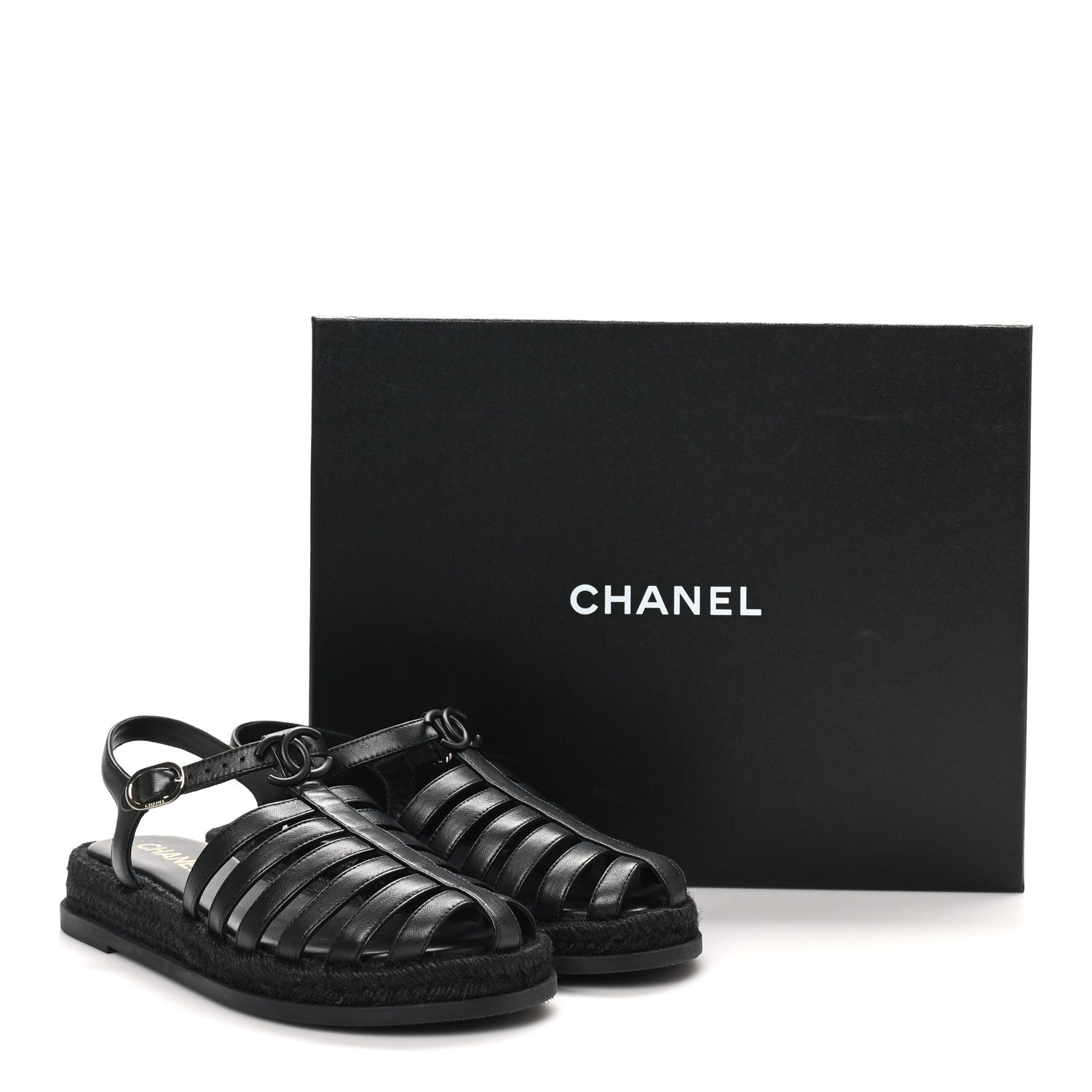 Chanel Lambskin Espadrille Sandals 40 Black 11 of 11