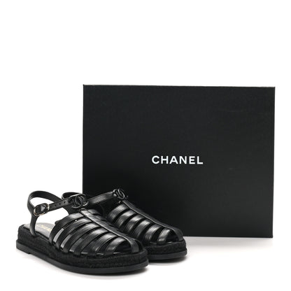 Chanel Lambskin Espadrille Sandals 40 Black 11 of 11
