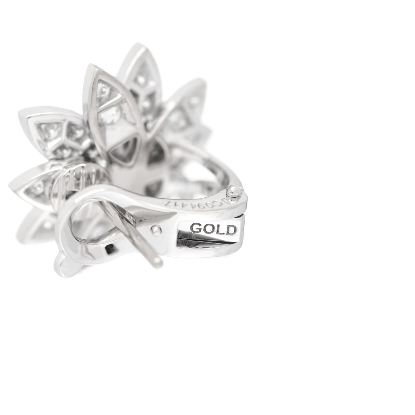 18K White Gold Diamond Small Lotus Earrings