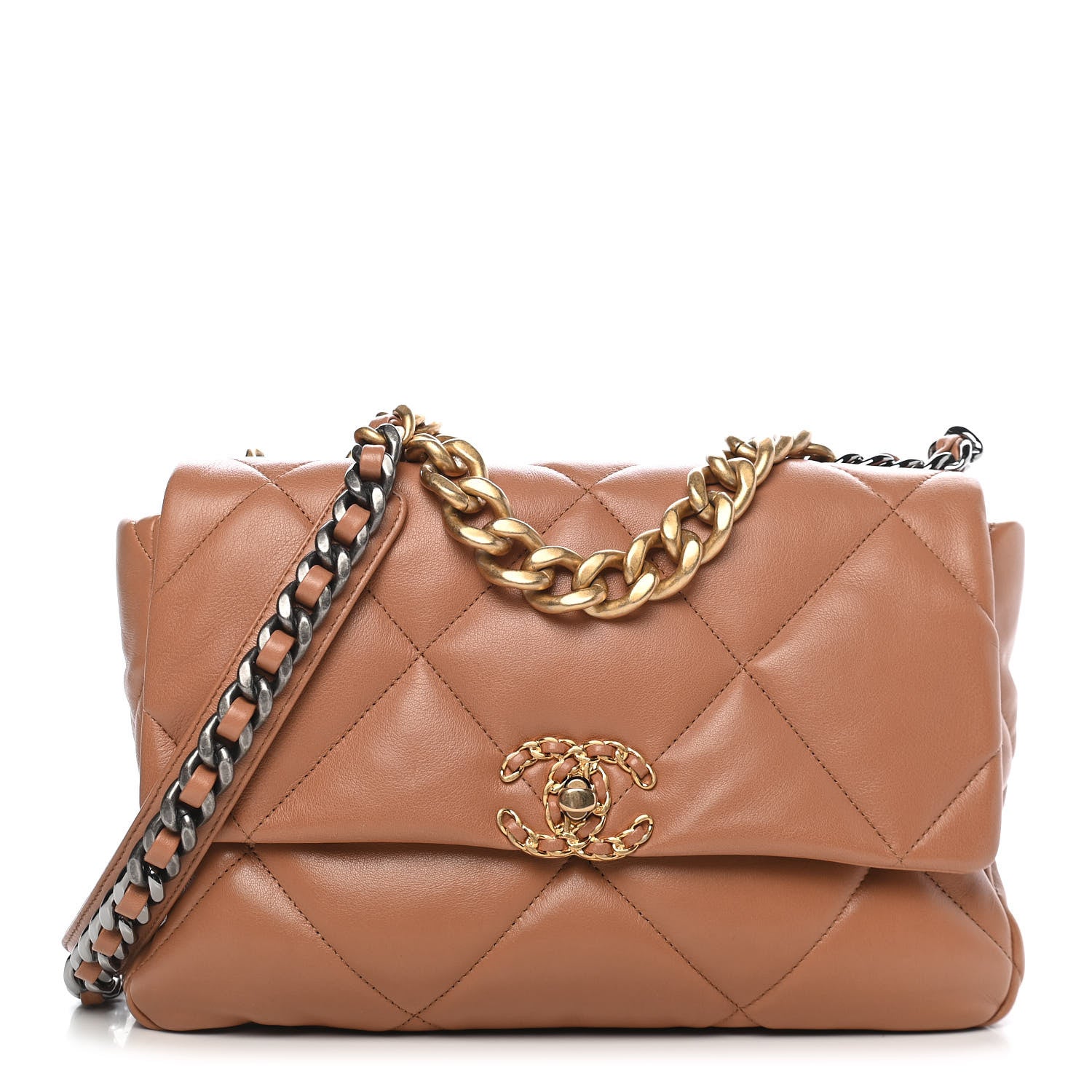 Chanel Lambskin Quilted Large Chanel 19 Flap Brown 1 of 9