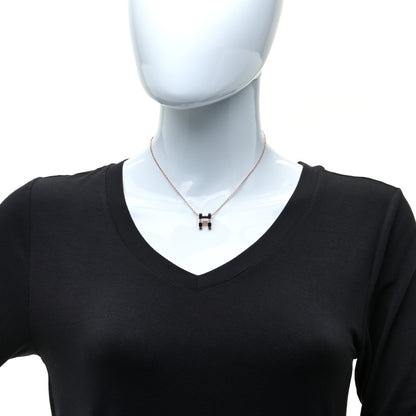 Hermes Lacquered Rose Gold Pop H Pendant Necklace Black 2 of 6