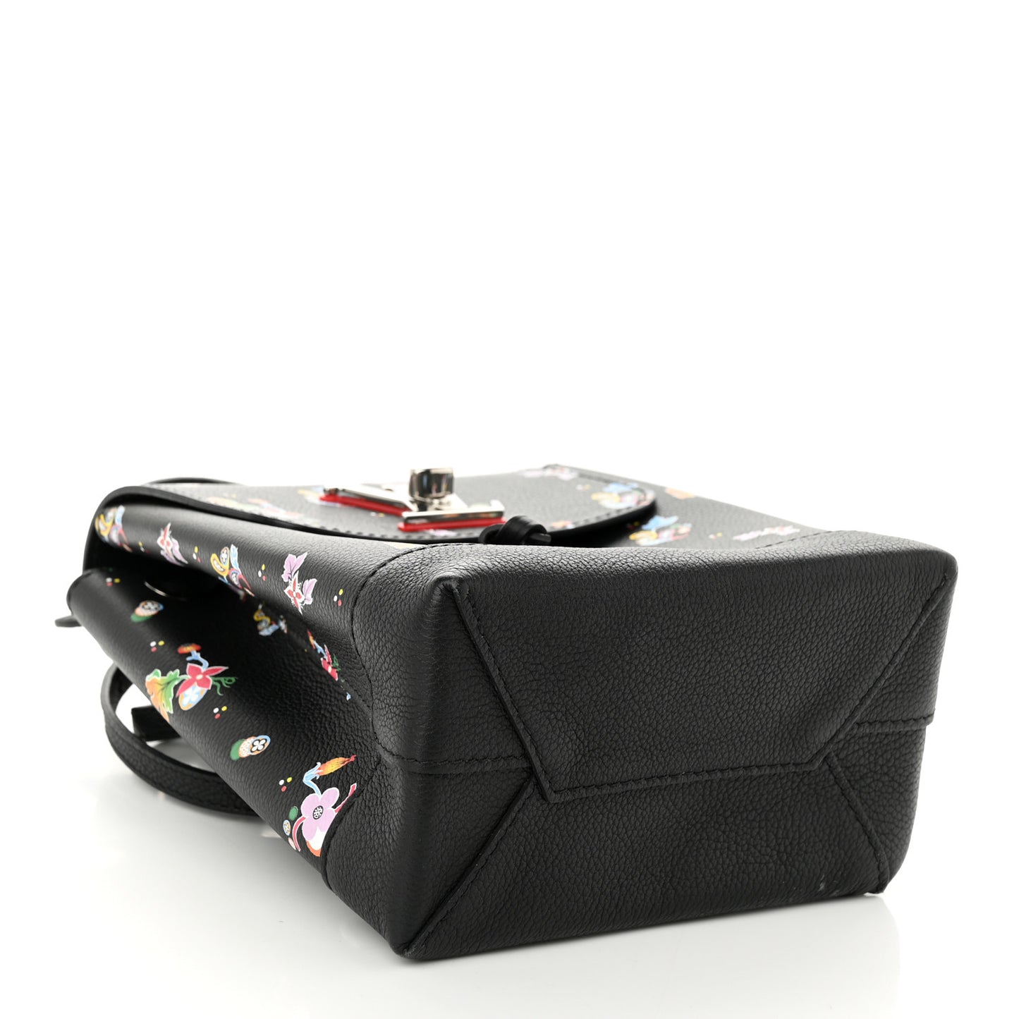 Calfskin Flower Lockme Mini Backpack Black Multicolor