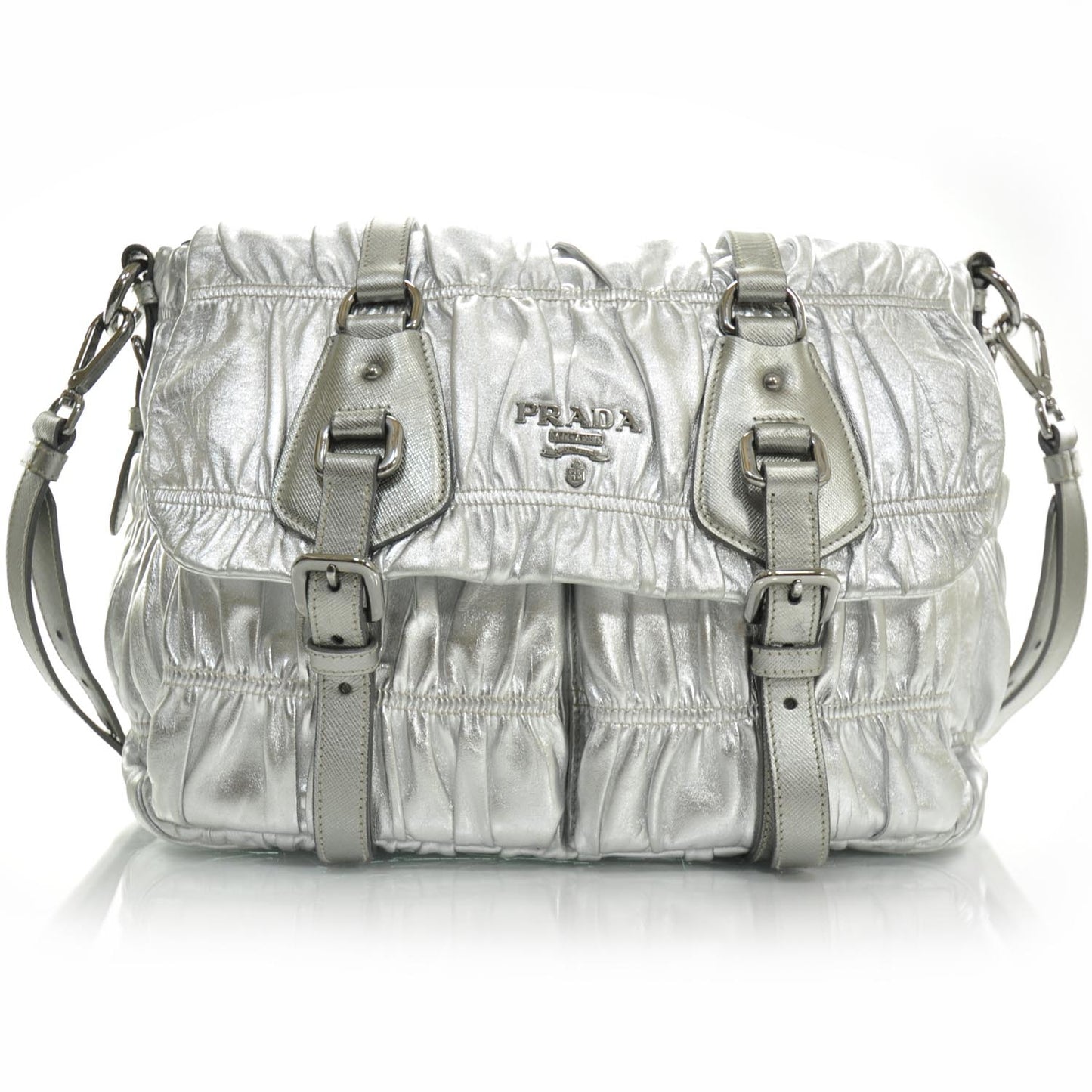 Nappa Dressy Gaufre Messenger Silver