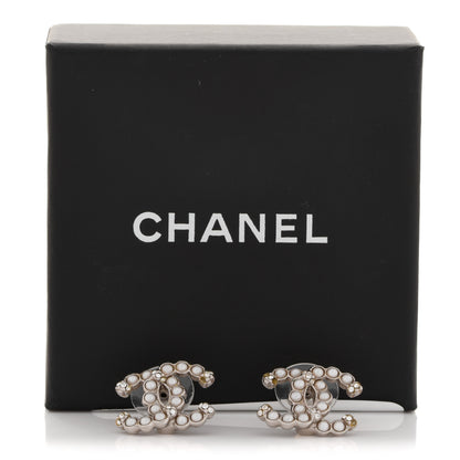 Chanel Crystal Pearl CC Earrings Gold 5 of 5