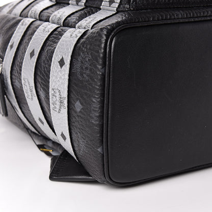 MCM Metallic Visetos Striped Medium Stark Backpack Silver Black 10 of 12