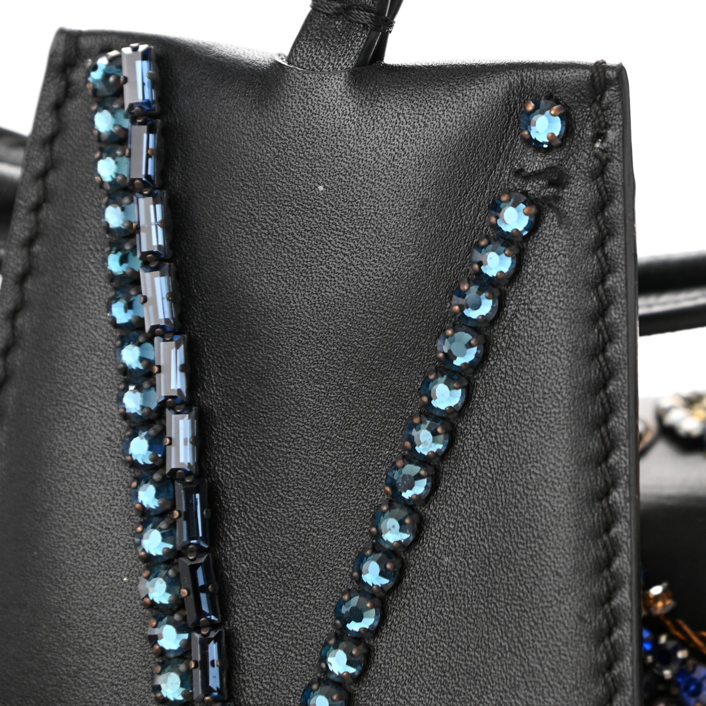 Nappa Crystal Crown Embellished La Medusa Top Handle Messenger Flap Black Multicolor