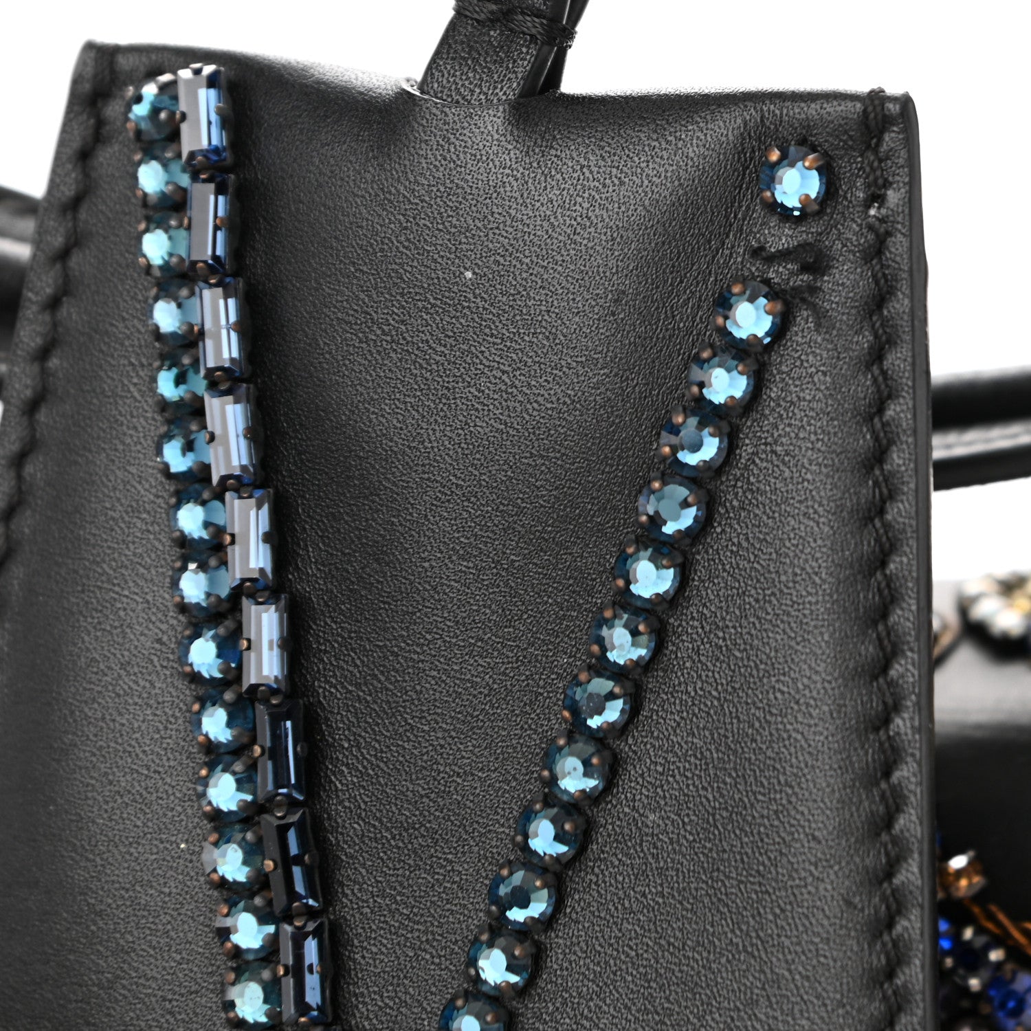 Versace Nappa Crystal Crown Embellished La Medusa Top Handle Messenger Flap Black Multicolor 11 of 12