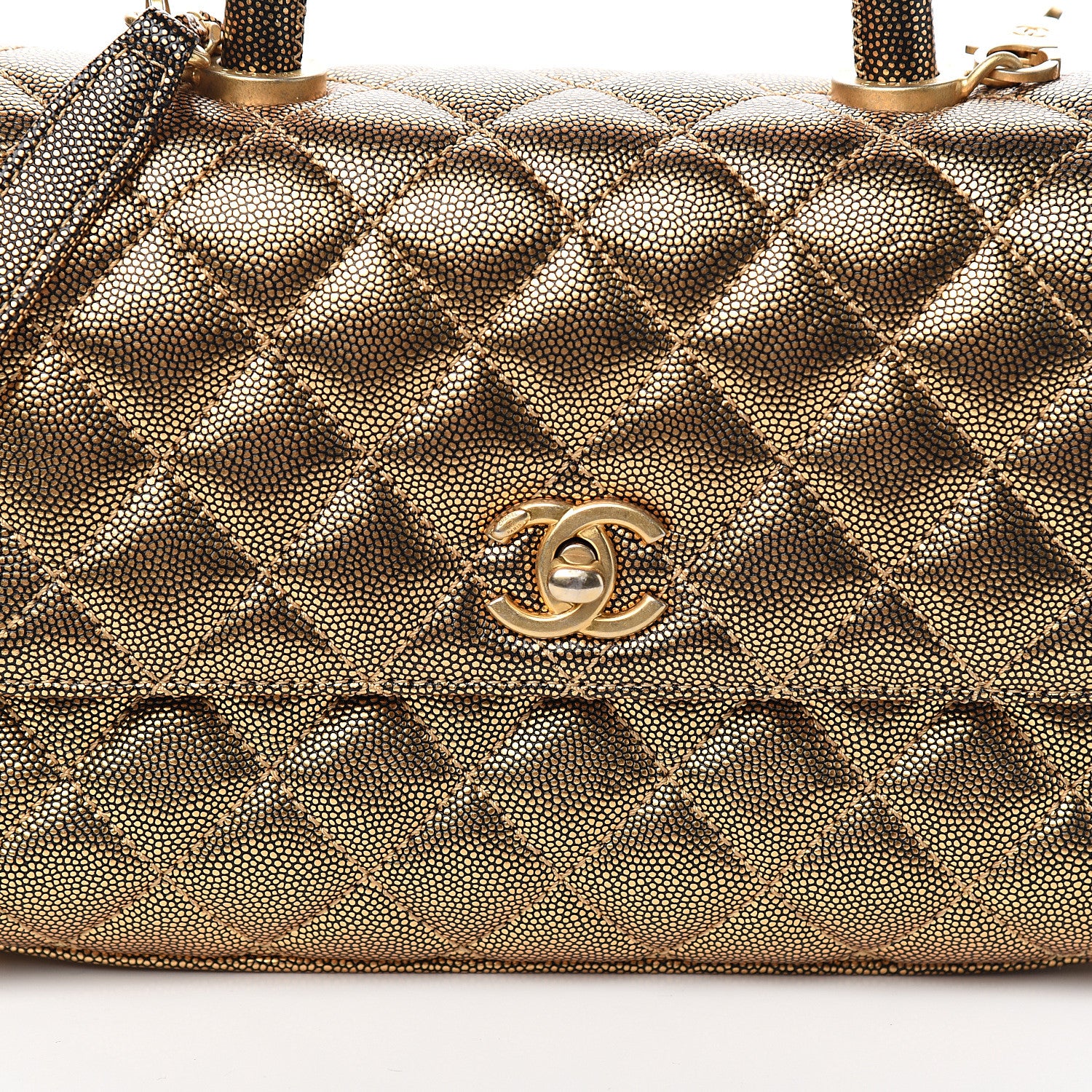 Chanel Metallic Caviar Quilted Mini Coco Handle Flap Gold 8 of 8