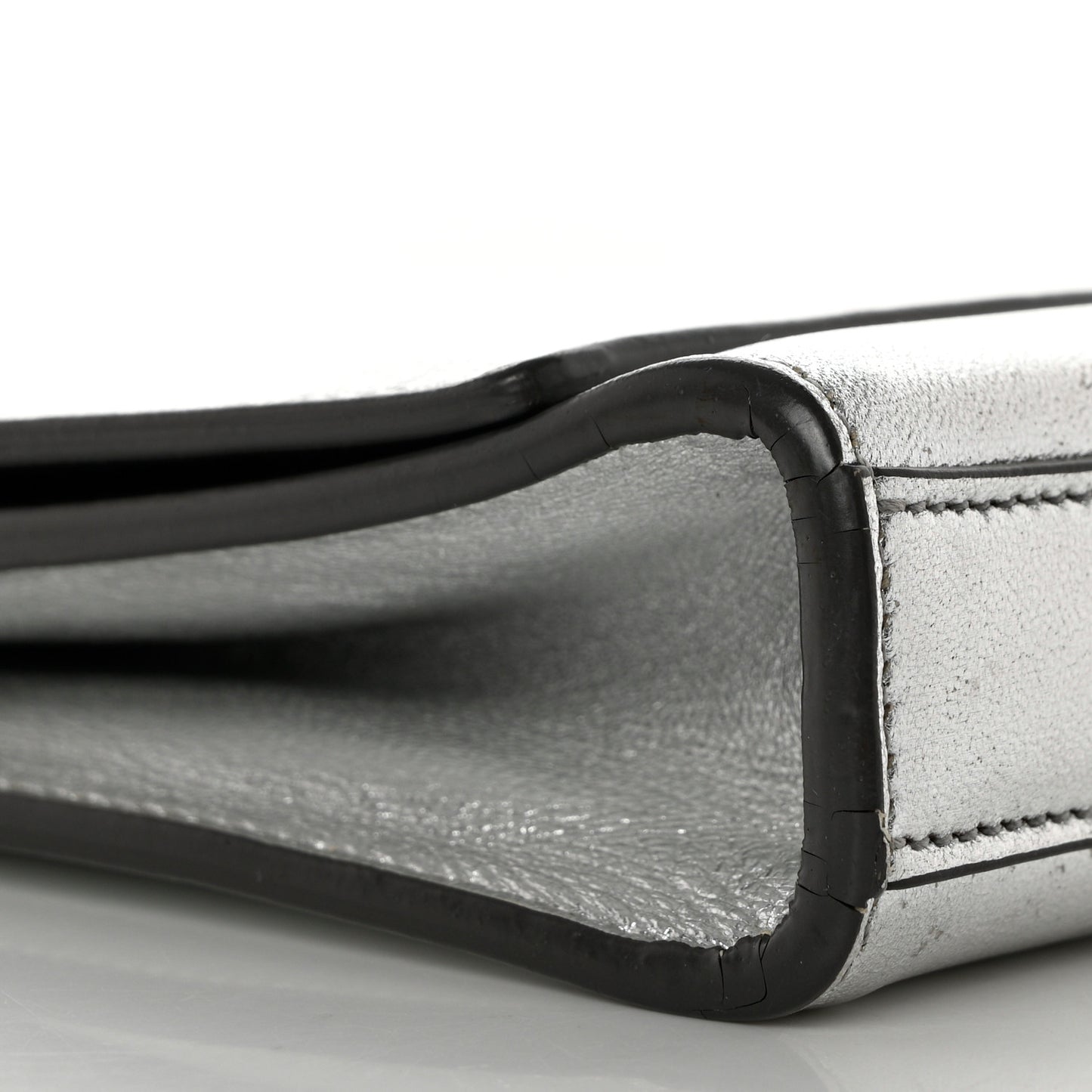 Metallic Calfskin Classic Monogram Cassandre Clutch Silver