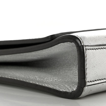 Saint Laurent Metallic Calfskin Classic Monogram Cassandre Clutch Silver 11 of 12