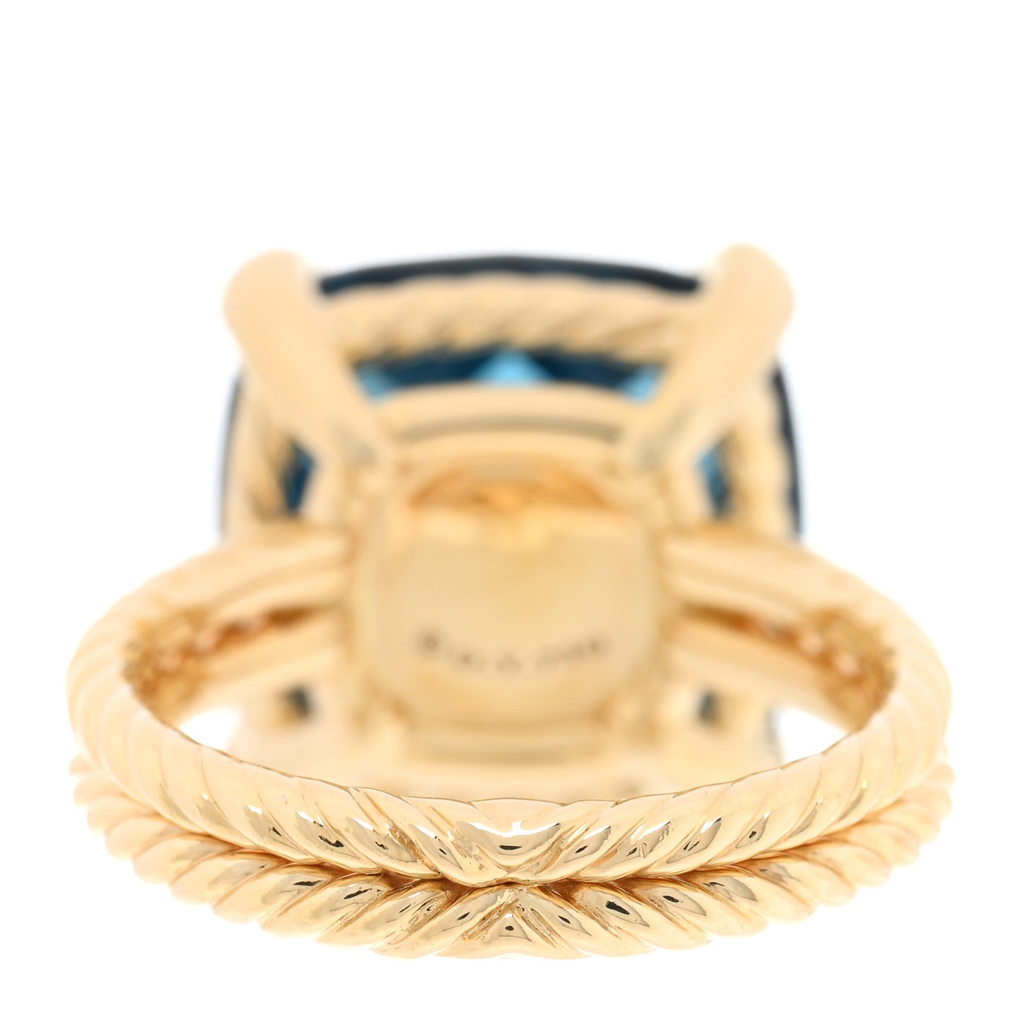 18K Yellow Gold Diamond Hampton Blue Topaz 11mm Chatelaine Ring 52 6
