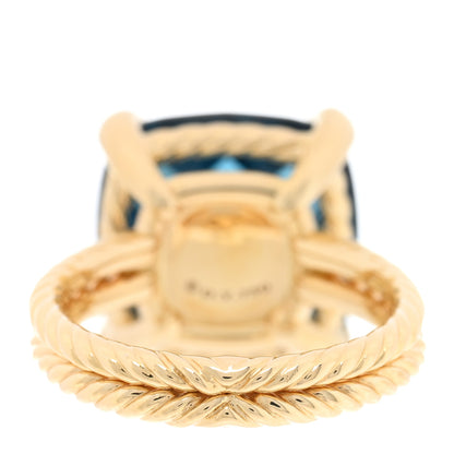 David Yurman 18K Yellow Gold Diamond Hampton Blue Topaz 11mm Chatelaine Ring 52 6 3 of 4