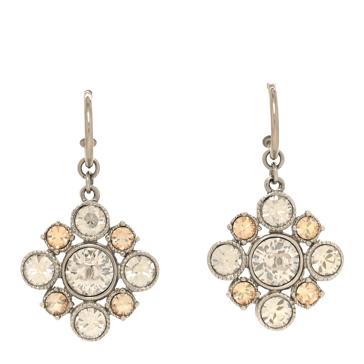 Chanel Crystal CC Dangle Earrings Silver 1 of 4