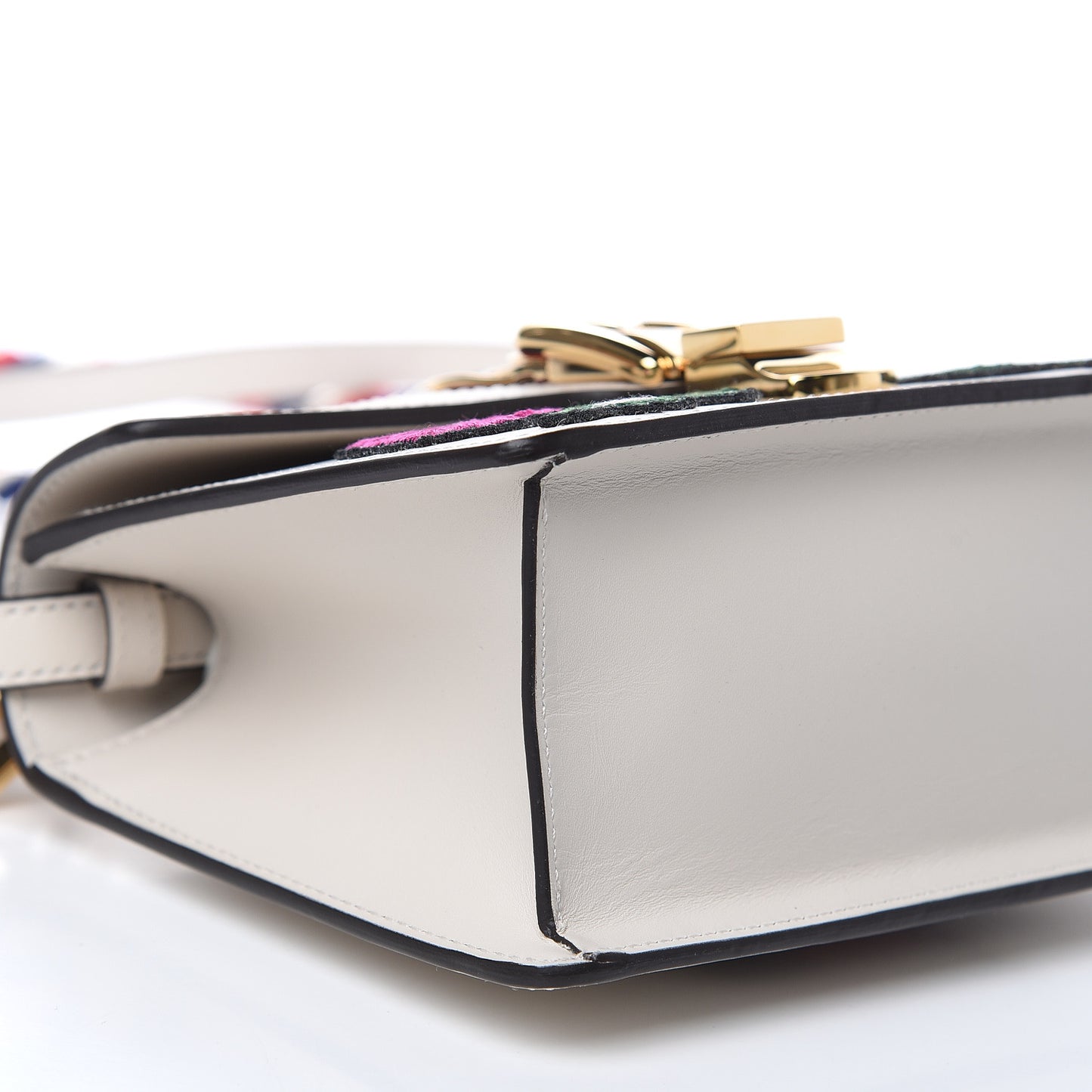 Calfskin Embroidered Mini Sylvie Top Handle Bag White