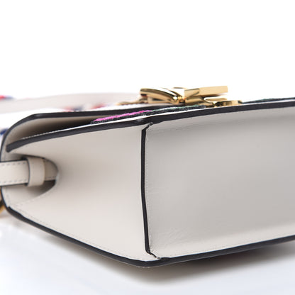 Gucci Calfskin Embroidered Mini Sylvie Top Handle Bag White 8 of 12