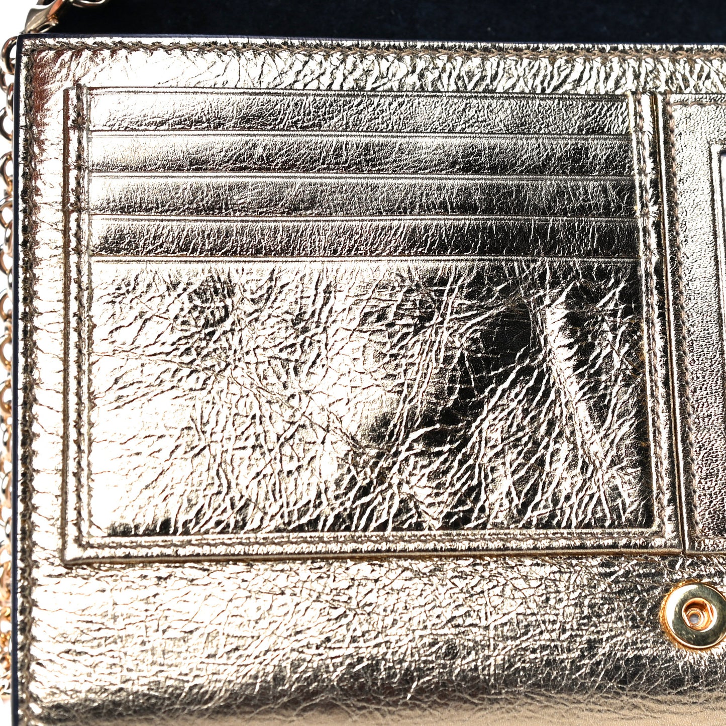 Metallic Calfskin Monogram Belle de Jour Chain Clutch Gold