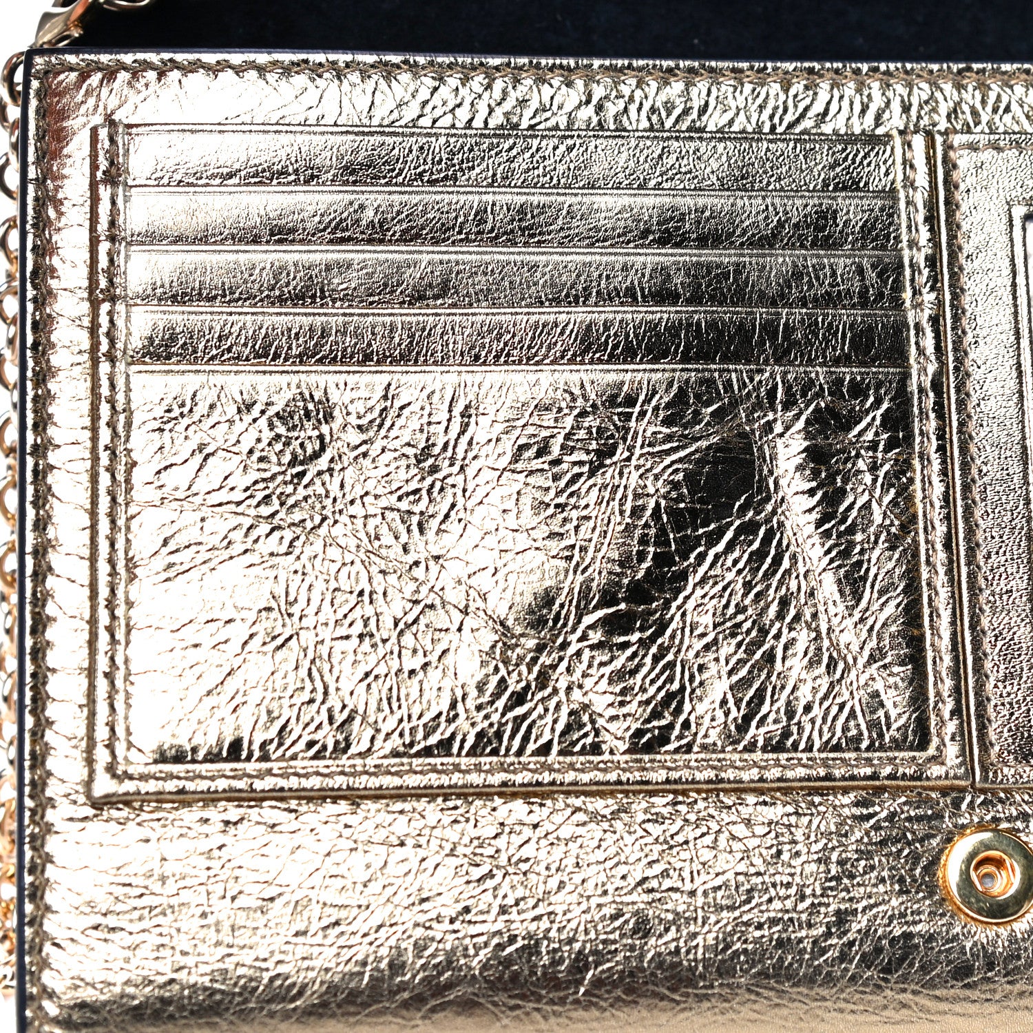 Saint Laurent Metallic Calfskin Monogram Belle de Jour Chain Clutch Gold 17 of 20