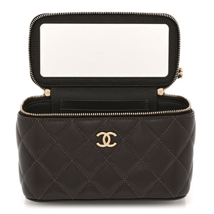 Chanel Lambskin Quilted Small Top Handle Vanity Case With Chain Dark Brown 6 of 11