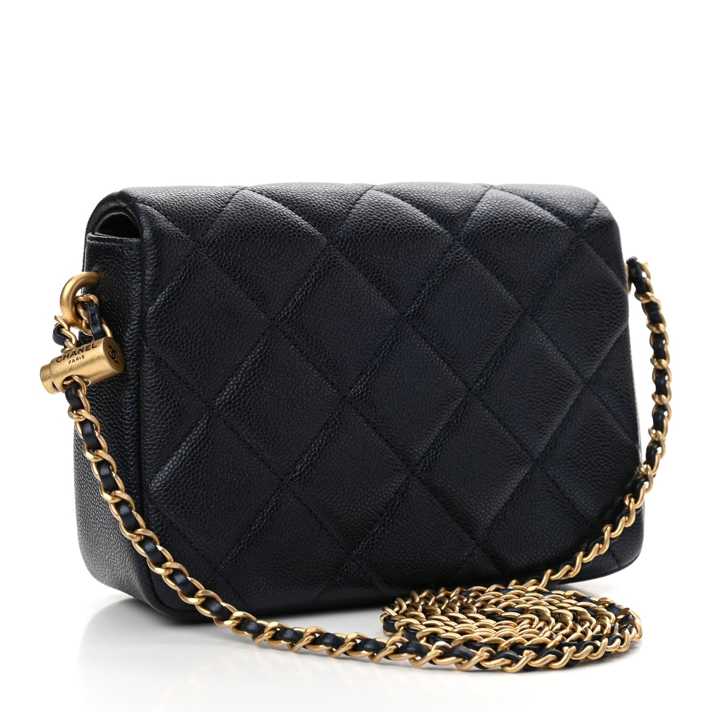 Iridescent Caviar Quilted Mini My Perfect Flap Black