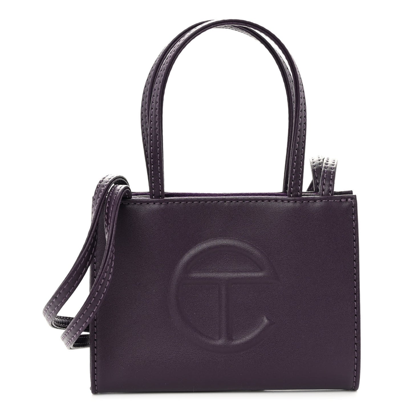 Vegan Leather Small Shopping Bag Eggplant