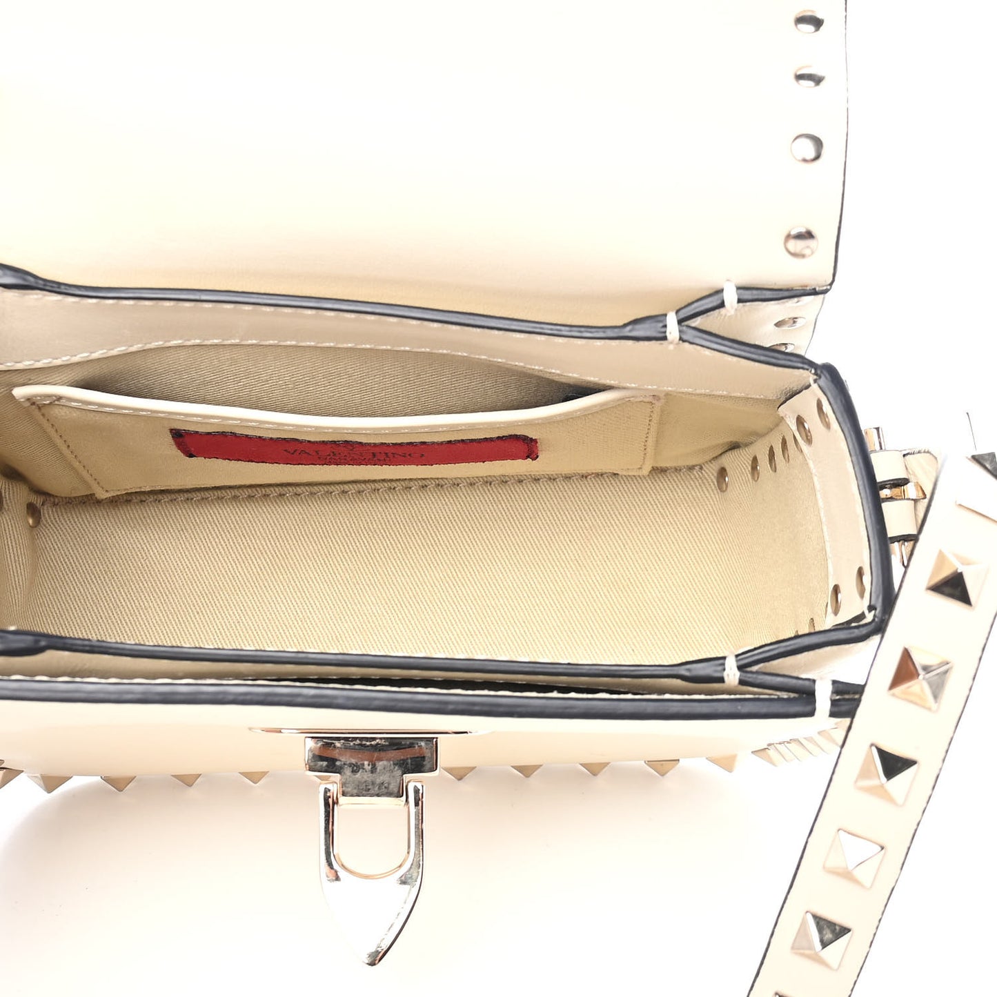 Vitello Small Rockstud Flap Saddle Bag Ivory