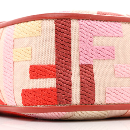 Fendi Canvas Vitello King FF Embroidered Baguette Rosa Quarzo Bloody Mary Multicolor 9 of 10
