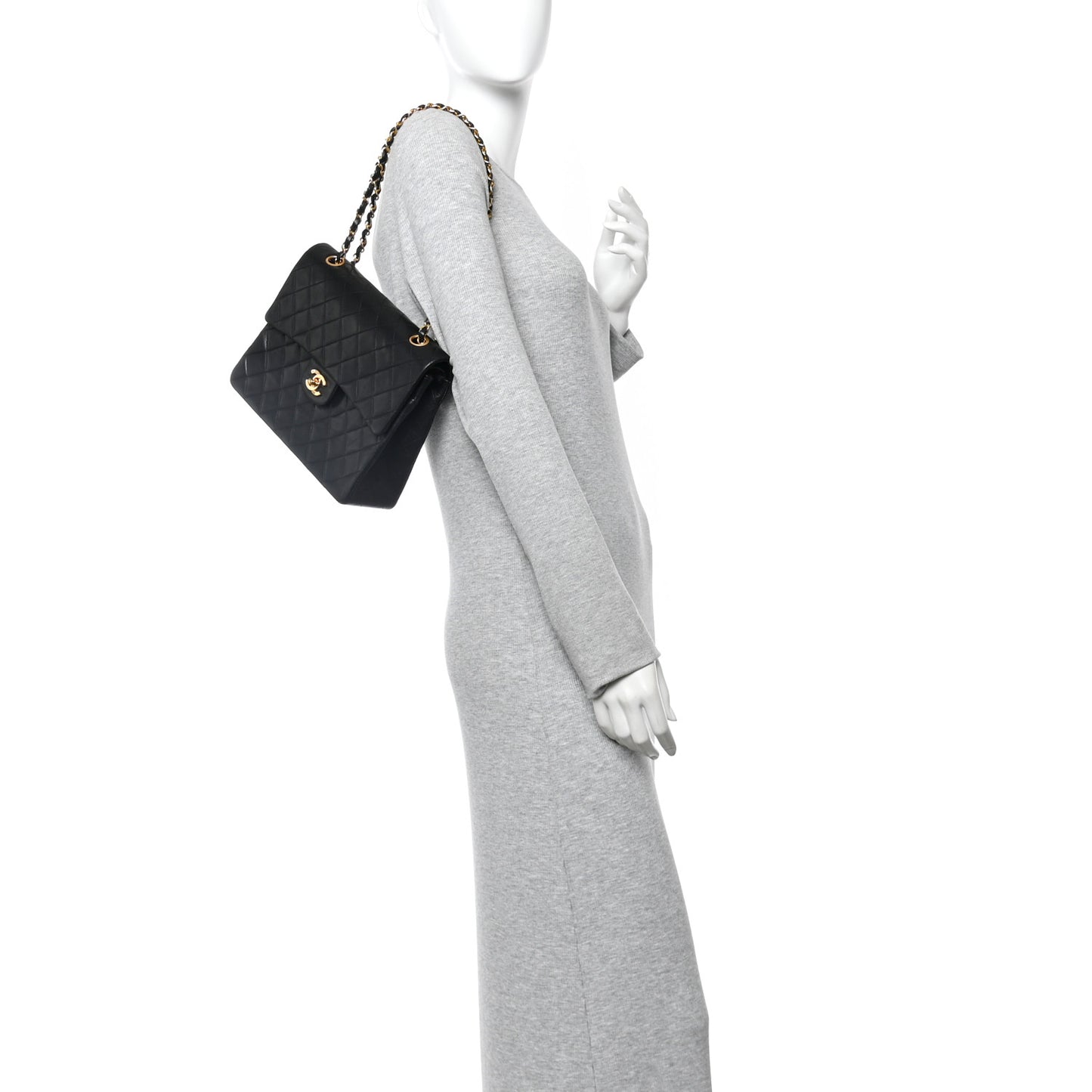 Lambskin Quilted Medium Double Flap Black