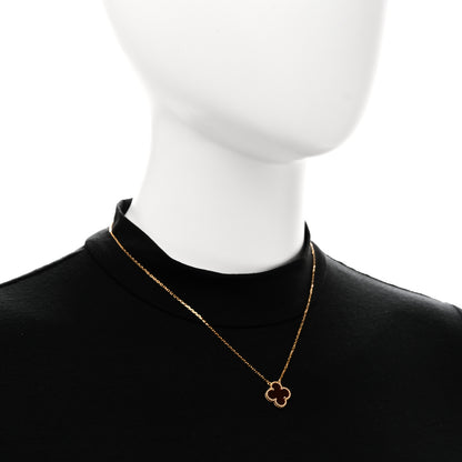 Van Cleef & Arpels 18K Yellow Gold Carnelian Vintage Alhambra Pendant Necklace 2 of 6