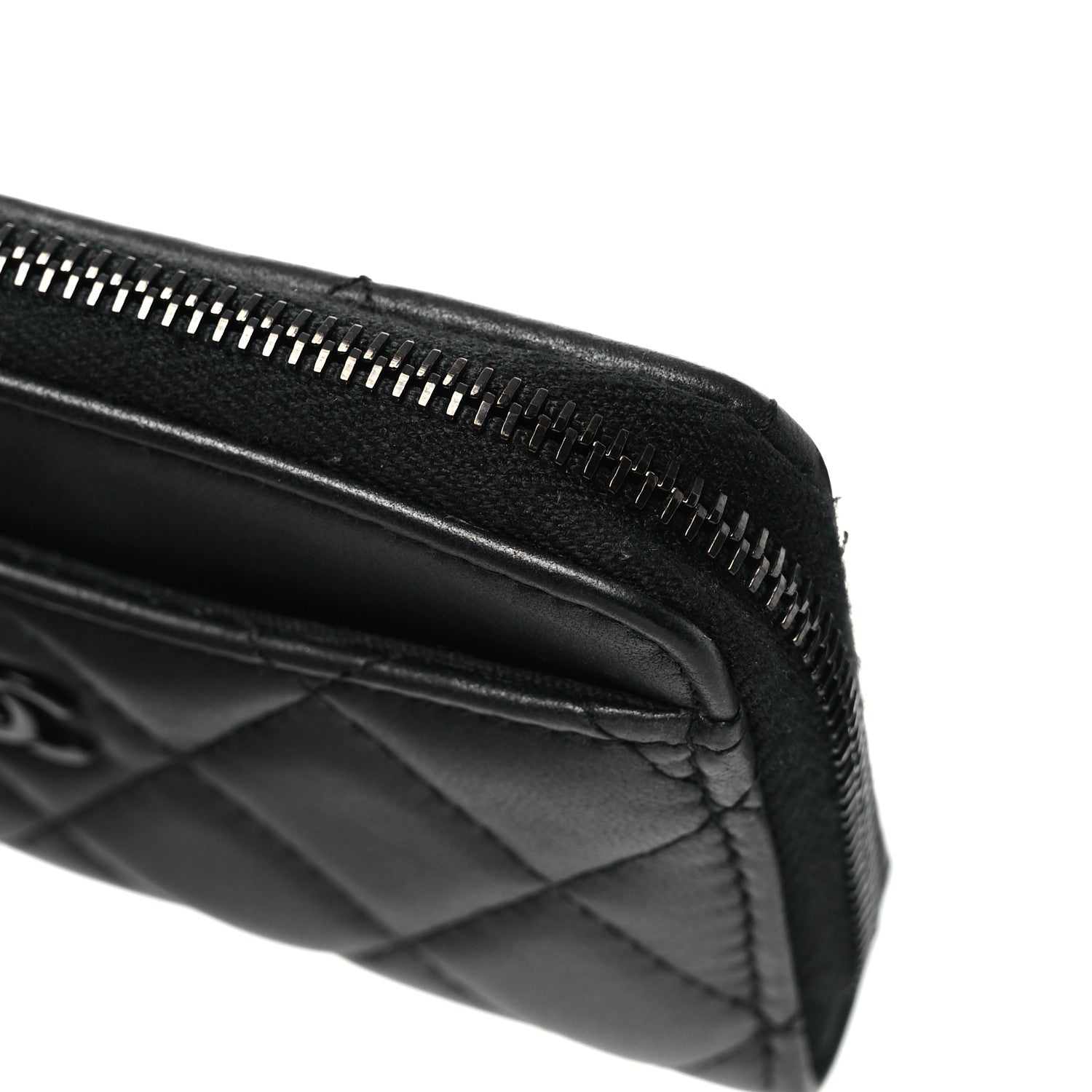 Chanel Pearly Lambskin Quilted Zip Card Holder So Black 9 of 10