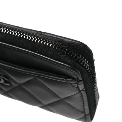 Chanel Pearly Lambskin Quilted Zip Card Holder So Black 9 of 10