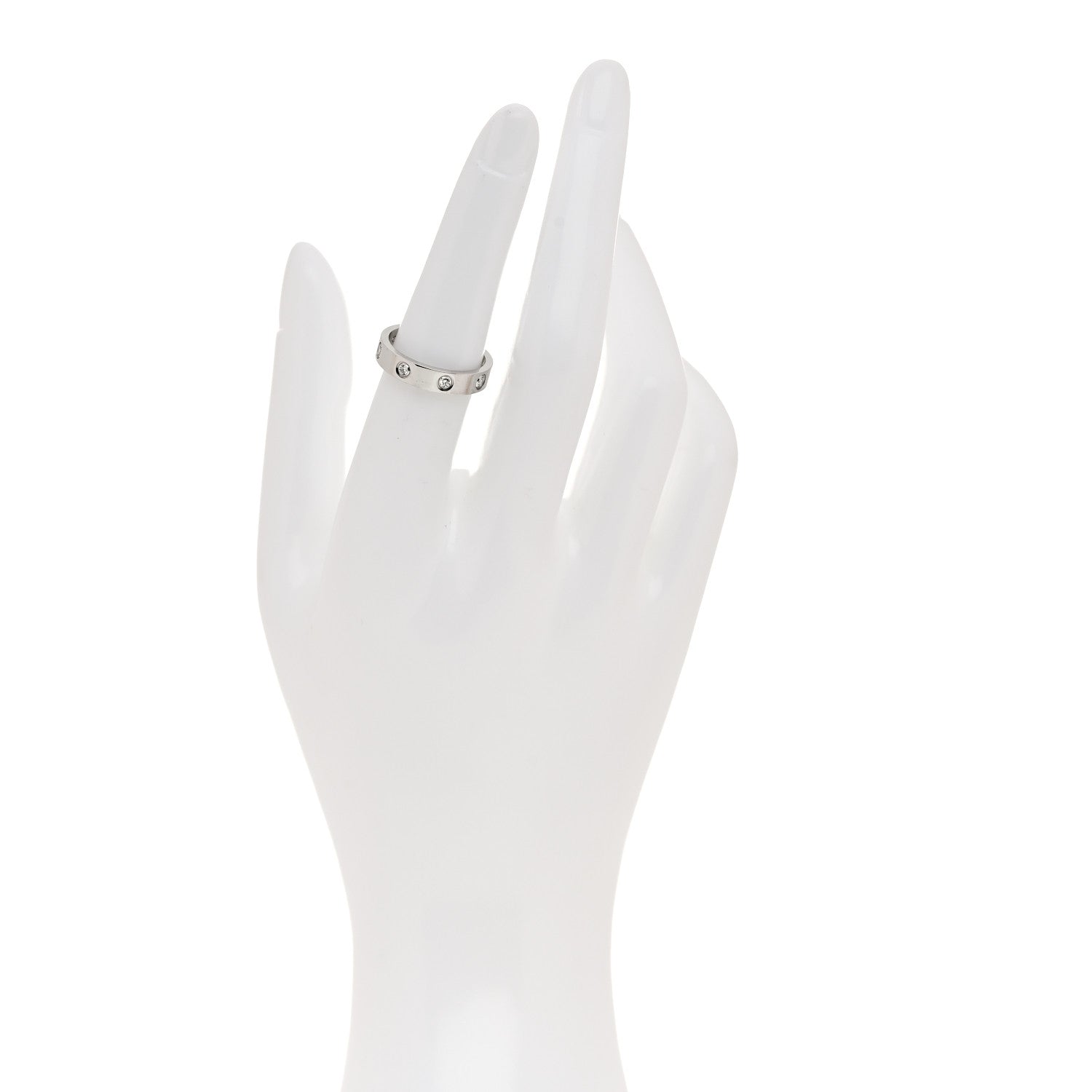 Cartier 18K White Gold 8 Diamond 4mm Wedding Band LOVE Ring 52 6 2 of 5