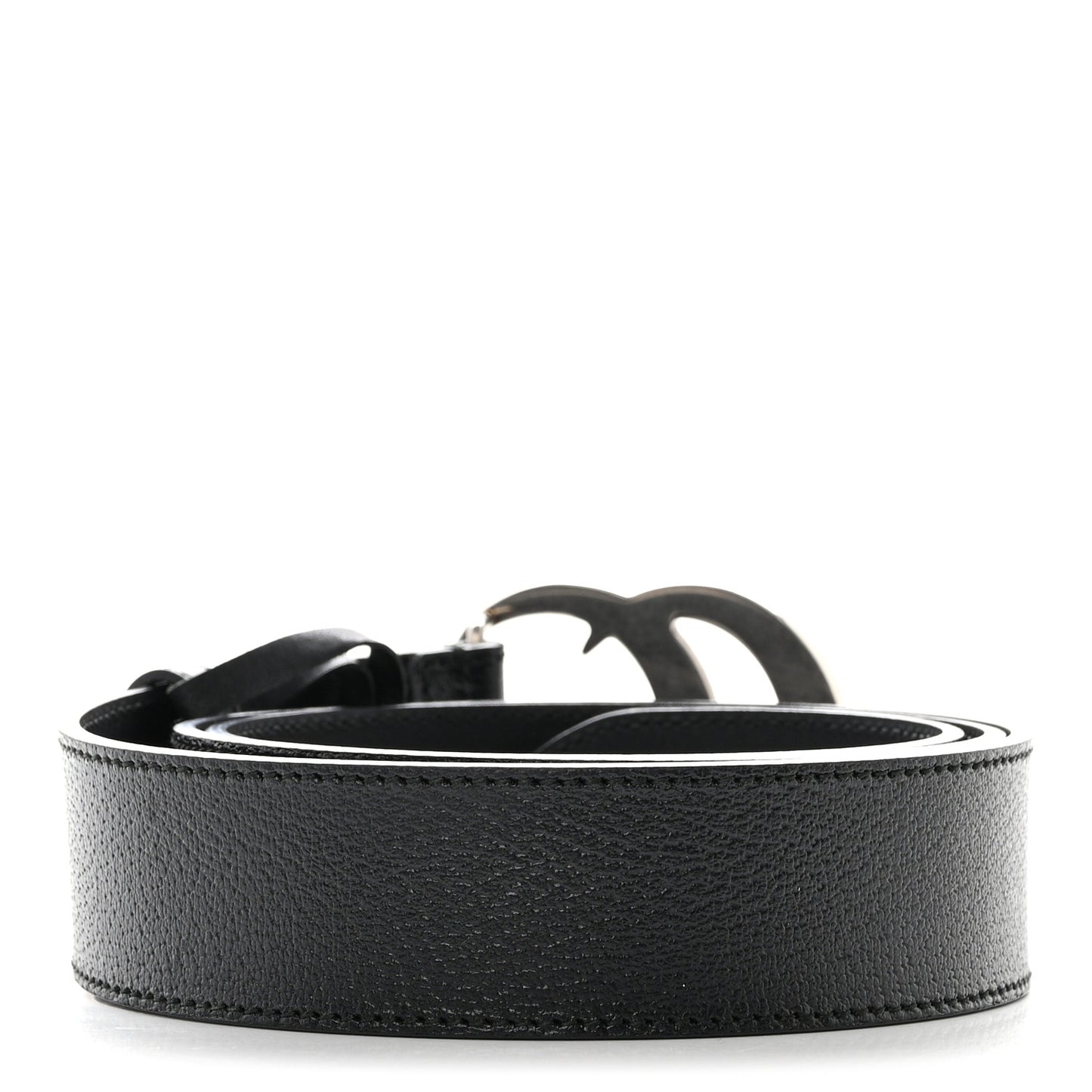 Textured Dollar Calfskin Nickel Double G 40mm Belt 105 42 Black