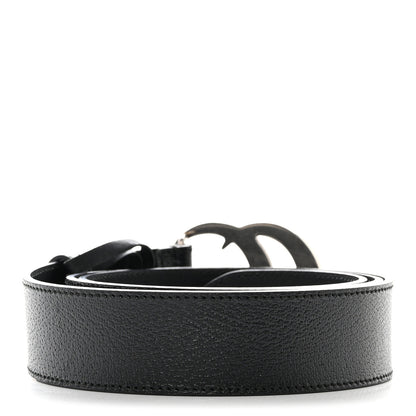 Gucci Textured Dollar Calfskin Nickel Double G 40mm Belt 105 42 Black 2 of 8