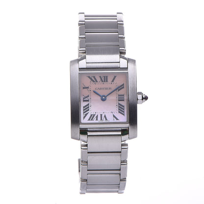 Cartier Stainless Steel Pink Mother of Pearl 20mm Tank Francaise Quartz Watch 1 of 9