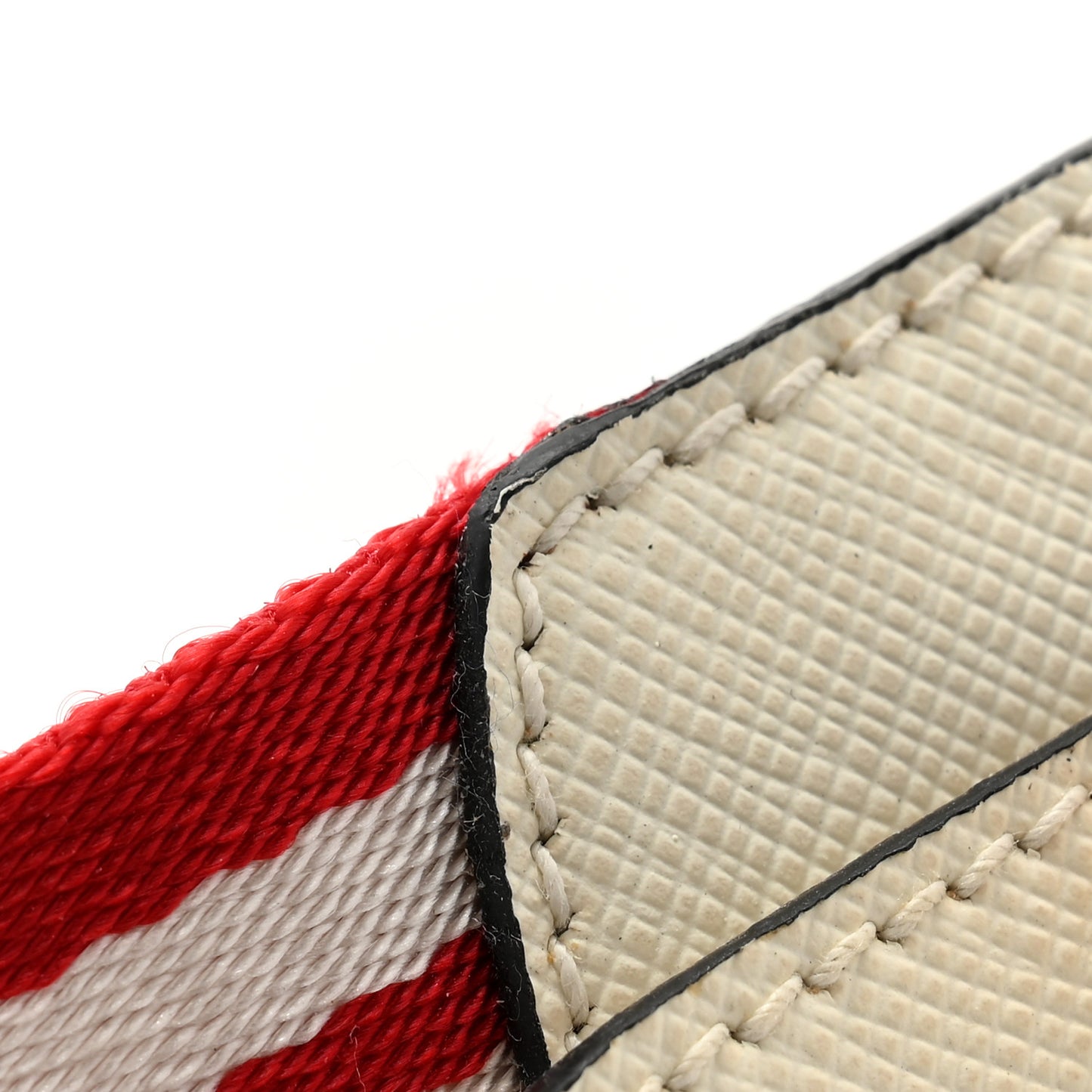 Saffiano Striped Fabric Nastro Righe Shoulder Strap Fuoco