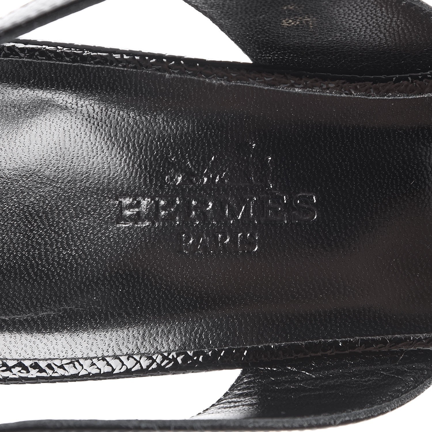 Hermes Patent Epsom Night 70 Slingback Sandals 37 Black 7 of 8