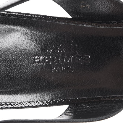 Hermes Patent Epsom Night 70 Slingback Sandals 37 Black 7 of 8