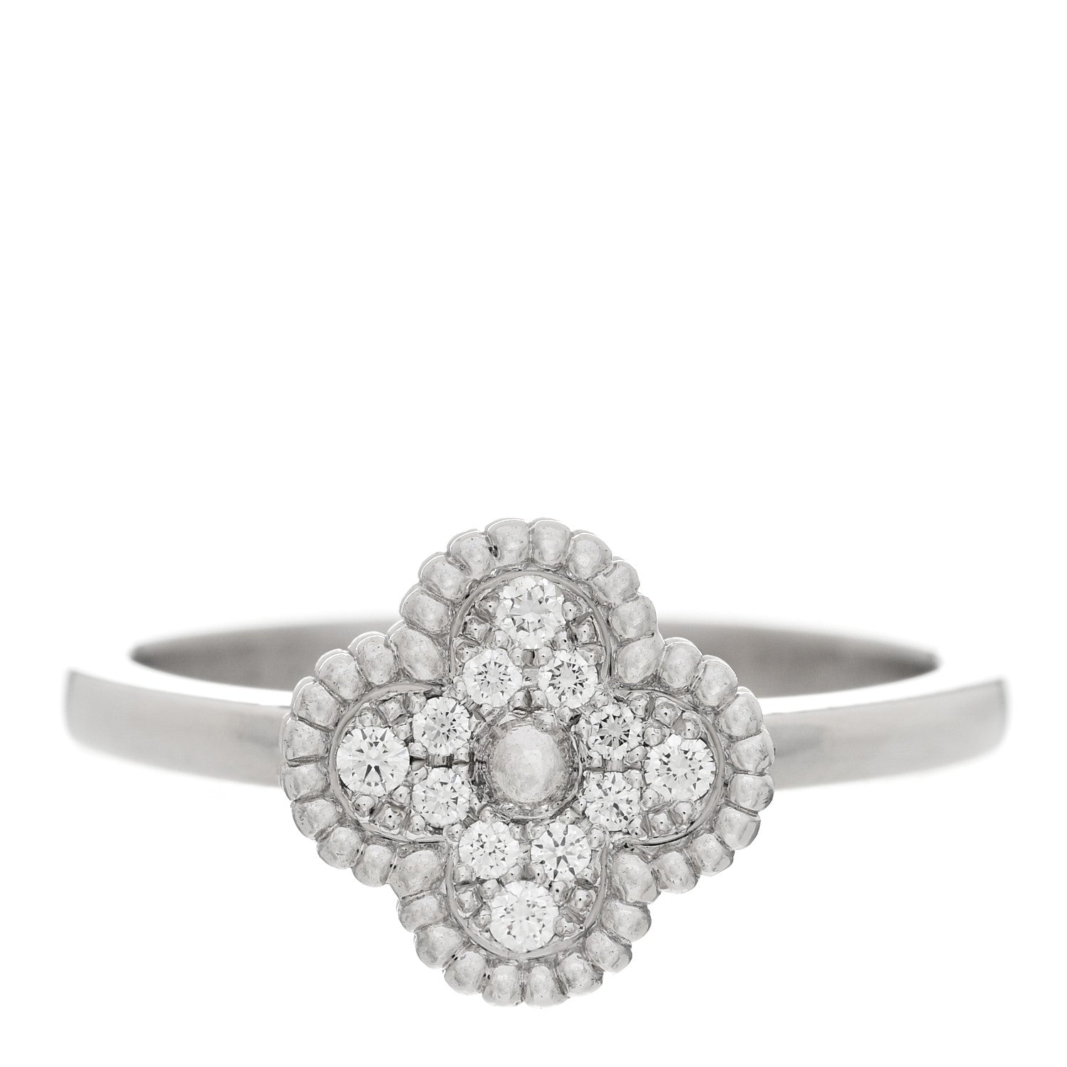 Van Cleef & Arpels 18K White Gold Diamond Sweet Alhambra Ring 50 5.25 1 of 6